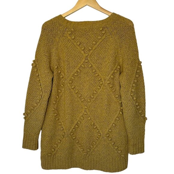 Anthropologie Moth Pom Pom Wool Crewneck Sweater in Mustard Size S - Picture 7 of 7
